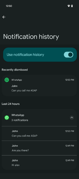 WhatsApp deleted message example