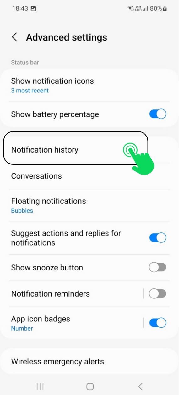Samsung phone advanced notification settings