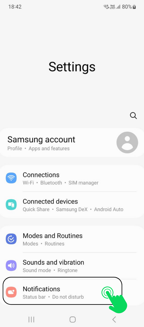Samsung phone settings